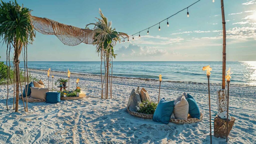 Lara Beach golden sand coastline with shallow turquoise waters, beach umbrellas, and luxury resort hotels along shore