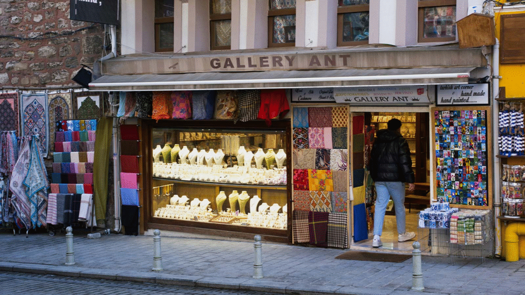 Contemporary art gallery interior in Istanbul displaying modern Turkish artistic works