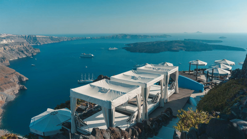 Luxury hotel room with panoramic Bosphorus view and elegant