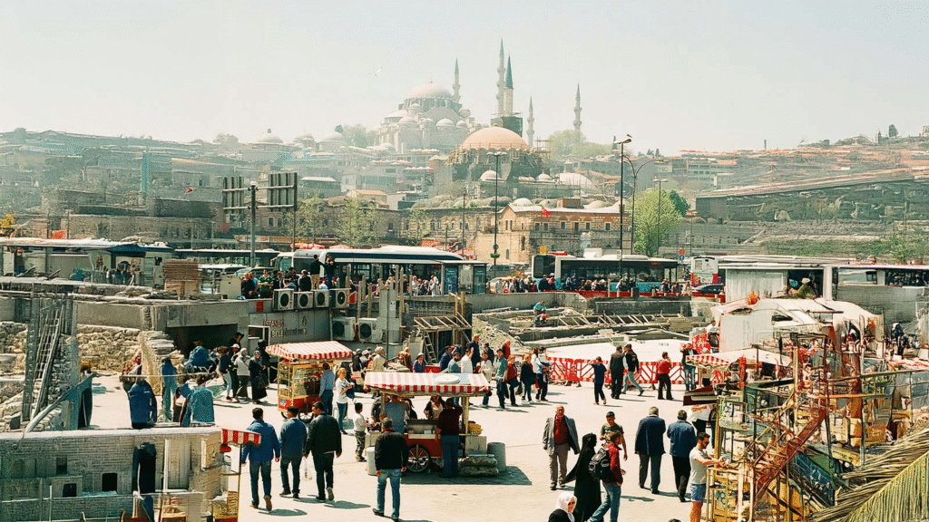 Grand Bazaar covered market interior with vaulted ceilings and bustling shoppers in Istanbul