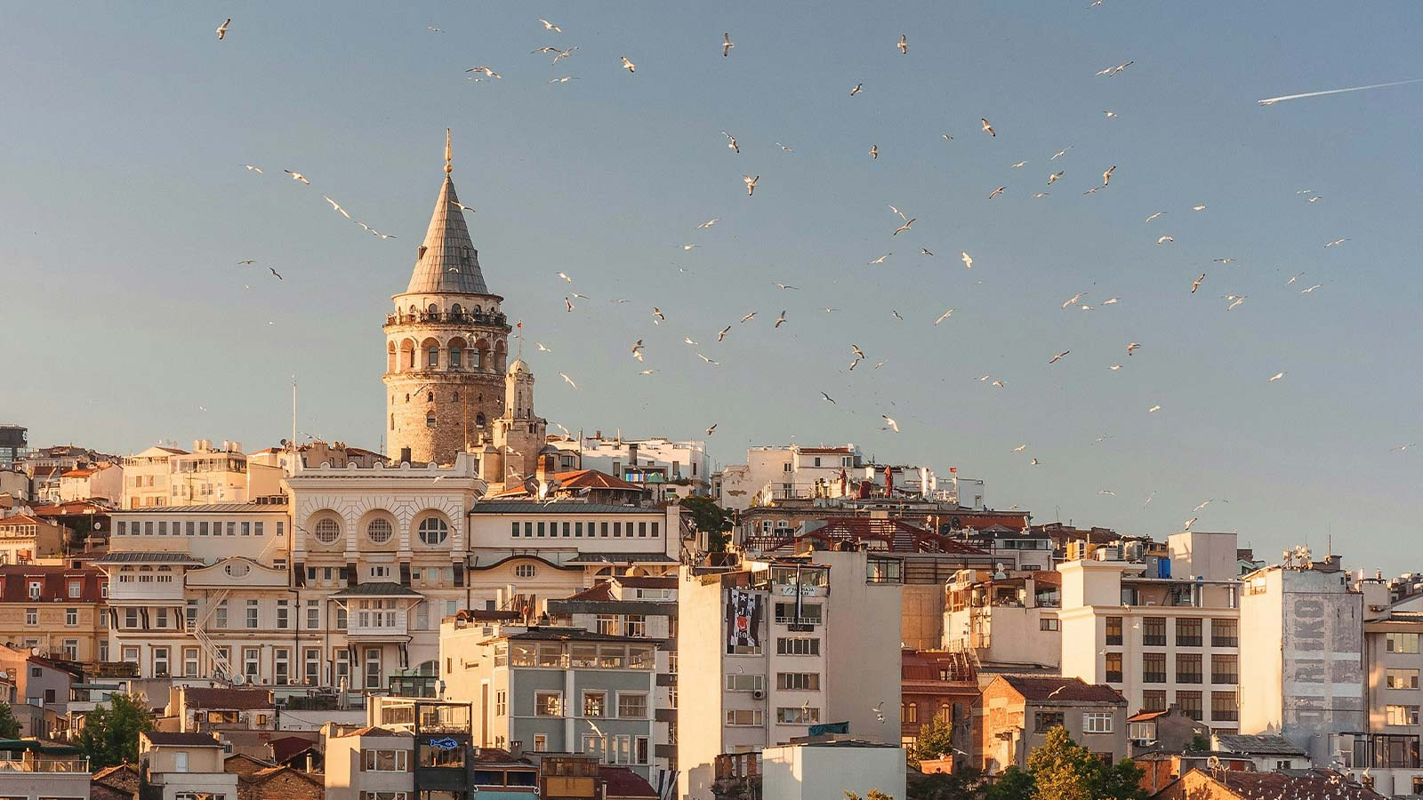 Contemporary Istanbul skyline mixing historic minarets with modern skyscrapers