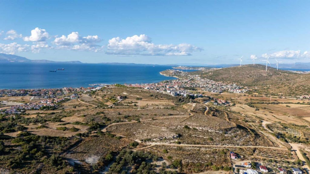 Crystal clear turquoise waters and white sand beach at Cesme Peninsula near Izmir Turkey